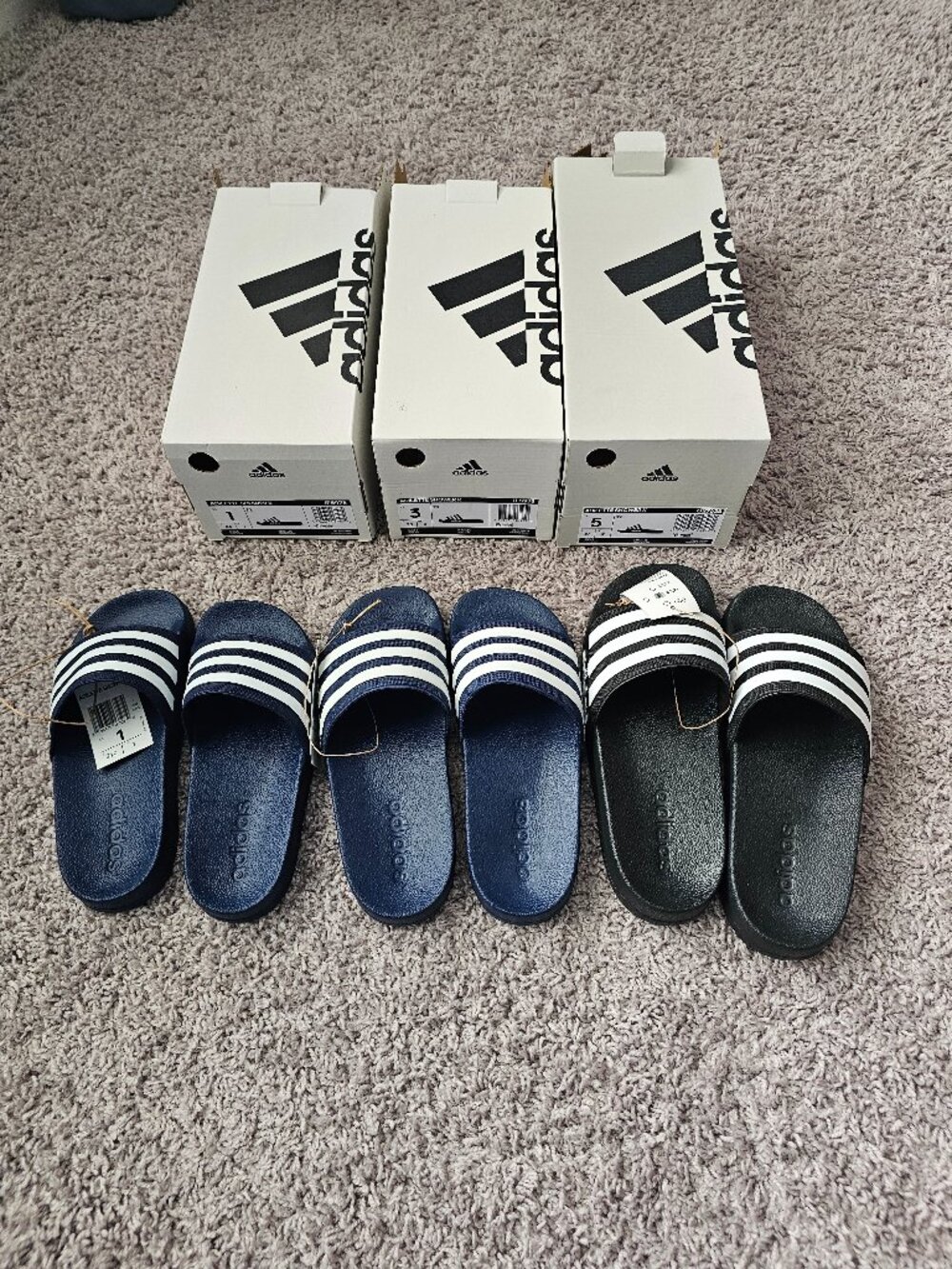 Set of 3 Adidas Adilette Shower Sandals